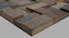 Échantillon manuel mosaïque bois parquet boot OLD Wood bois FSC carreau mosaïque mur carrelage cuisine salle de bain MOS160-25_m