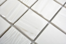 Motif manuel Mosaïque céramique Kanaan blanc plain Carreau de mosaïque murale Miroir de carrelage cuisine salle de bain MOS14-0111_m