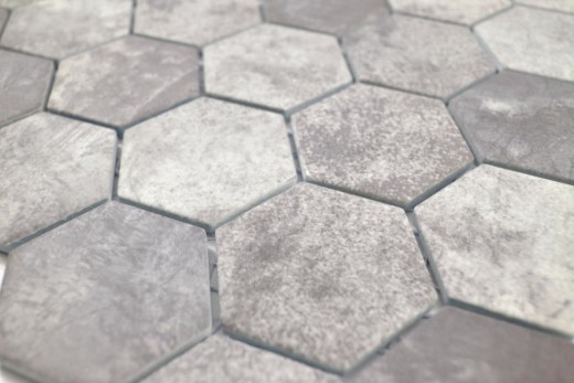 Motif manuel Mosaïque céramique Hexagone ciment gris foncé Carreau de mosaïque murale Miroir de cuisine Salle de bain MOS11H-0026_m