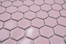 Motif manuel Mosaïque céramique Hexagone vieux rose brillant Carreau de mosaïque murale Miroir de carrelage cuisine salle de bain MOS11H-1111_m