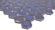 Motif manuel Mosaïque céramique Hexagone bleu cobalt brillant Carreau de mosaïque murale Miroir de carrelage cuisine salle de bain MOS11H-0444_m