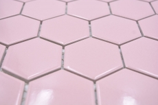 Motif manuel Mosaïque céramique Hexagone vieux rose brillant Carreau de mosaïque murale Miroir de carrelage cuisine salle de bain MOS11H-1112_m
