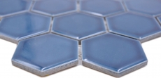 Motif manuel Mosaïque céramique Hexagone bleu-vert brillant Carreau de mosaïque murale Miroir de cuisine Salle de bain MOS11H-0504_m
