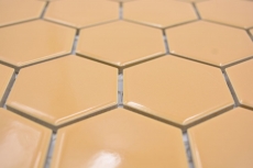 Motif manuel Mosaïque céramique Hexagone ocre orange brillant Carreau de mosaïque murale Miroir de carrelage cuisine salle de bain MOS11H-1208_m
