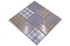 Mosaïque rétro vintage dosseret de cuisine blanc bleu orange gris MOS22B-1404_f | 10 tapis de mosaïque