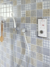 Mosaïque rétro vintage dosseret de cuisine blanc bleu orange gris MOS22B-1404_f | 10 tapis de mosaïque