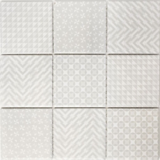 Céramique rétro vintage grise Geo Grey MOS22B-1402_f | 10 Tapis de mosaïque