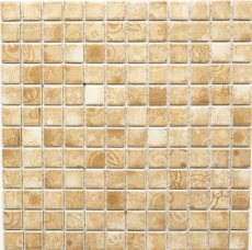 Carreaux de mosaïque Rétro Vintage Mosaïque céramique beige marron Fond de cuisine MOS18D-1412_f | 10 Tapis de mosaïque