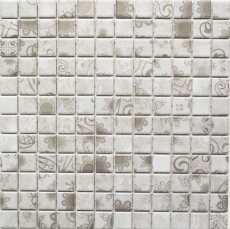Carreaux de mosaïque Retro Vintage Mosaïque céramique grise Kaki Carreaux de fond de cuisine MOS18D-1402_f | 10 Tapis de mosaïque
