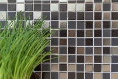 Carreaux de mosaïque Céramique noir argent anthracite chrome Fond de cuisine MOS18-0317_f | 10 Tapis de mosaïque