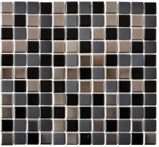 Carreaux de mosaïque Céramique noir argent anthracite chrome Fond de cuisine MOS18-0317_f | 10 Tapis de mosaïque