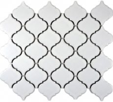 Mosaïque rétro vintage Céramique Florentine blanc mat MOS13-11WM_f | 10 Tapis de mosaïque