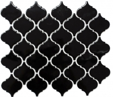 Mosaïque rétro vintage Céramique Florentine noir brillant MOS13-2BG_f | 10 Tapis de mosaïque