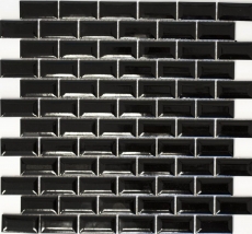 Mini Metro Subway Carreaux de mosaïque Céramique noire Carreaux de cuisine MOS26-0302_f | 10 Tapis de mosaïque