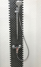 Mini Metro Subway Carreaux de mosaïque Céramique noire Carreaux de cuisine MOS26-0302_f | 10 Tapis de mosaïque