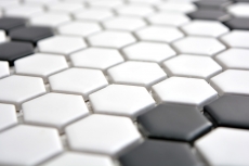 Carreaux de mosaïque Céramique Hexagone noir blanc mat Carrelage cuisine MOS11A-0103_f | 10 Tapis de mosaïque