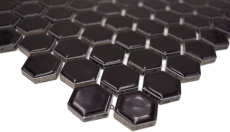 Carreaux de mosaïque Céramique Hexagone noir brillant Carreaux de salle de bain MOS11A-0302_f | 10 Tapis de mosaïque