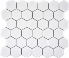 Mosaïque Céramique Hexagone blanc brillant Dos de cuisine anti-éclaboussures MOS11B-0102_f | 10 Tapis de mosaïque