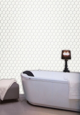 Mosaïque Céramique Hexagone blanc brillant Dos de cuisine anti-éclaboussures MOS11B-0102_f | 10 Tapis de mosaïque