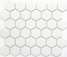 Mosaïque Céramique Hexagone blanc mat Carreaux de salle de bain MOS11B-0111_f | 10 Tapis de mosaïque