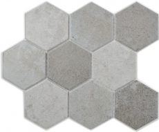 Carreaux de mosaïque Céramique grise Hexagone Ciment Cuisine WC Carreaux de salle de bain MOS11F-0204_f | 10 Tapis de mosaïque