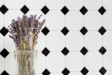 Carreaux de mosaïque Céramique Octagonal blanc mat noir brillant MOSOcta-190_f | 10 Tapis de mosaïque