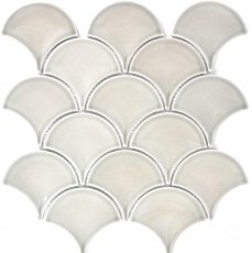 Mosaïque carreau céramique gris éventail gris pierre brillant fond de cuisine MOS13-FS02_f | 10 tapis de mosaïque