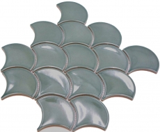 Mosaïque Carreau céramique éventail pétrole brillant Carreau salle de bain WC MOS13-FS18_f | 10 Tapis mosaïque