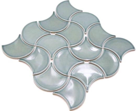 Mosaïque Carreau céramique éventail pétrole brillant vague Carreaux muraux Carreaux salle de bain MOS13-FSW18_f | 10 Tapis mosaïque