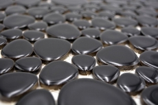 Mosaïque de galets Pebbles Céramique noire Spots Receveur de douche Miroir de carrelage MOS12-0302_f | 10 Tapis de mosaïque