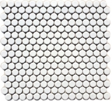 Mosaïque bouton LOOP mosaïque ronde blanc mat mur cuisine douche BAD MOS10-0111_f | 10 tapis mosaïque