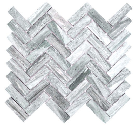 Mosaïque Carreau céramique à chevrons aspect pierre grise MOS24-SO32_f | 10 Tapis de mosaïque