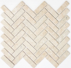 Mosaïque Carreau céramique à chevrons aspect pierre beige clair Carrelage cuisine MOS24-SO54_f | 10 Tapis de mosaïque