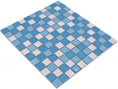 Mosaïque de piscine Carreau de mosaïque céramique bleu blanc brillant Fond de cuisine MOS18-0407_f