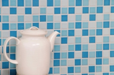 Mosaïque de piscine Carreau de mosaïque céramique bleu blanc brillant Fond de cuisine MOS18-0407_f