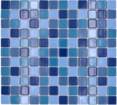 Carreau de mosaïque céramique bleu vert turquoise brillant MOS18-0408_f