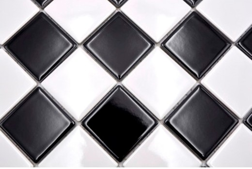 Carreau de cuisine en mosaïque Échiquier noir blanc brillant MOS16-CD200_f