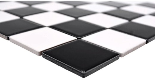 Carreau de cuisine en mosaïque Échiquier noir blanc brillant MOS16-CD200_f