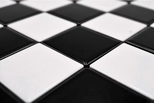 Carreau de cuisine en mosaïque Échiquier noir blanc brillant MOS16-CD200_f