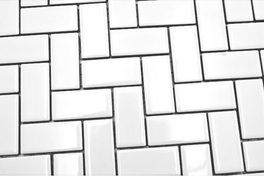 Mosaïque Carreau en céramique à chevrons blanc brillant Carreau de cuisine Carreau mural MOS24-CHB5WG_f