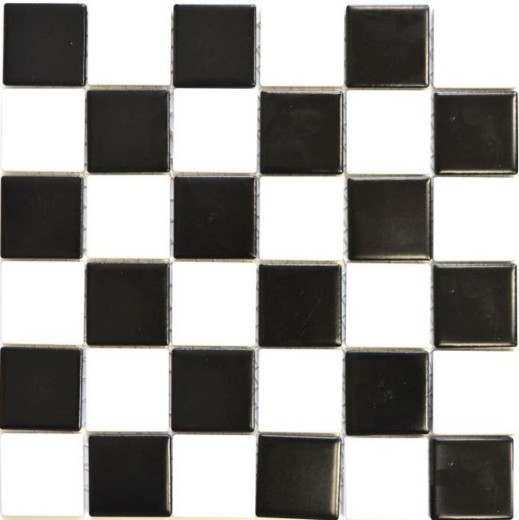 Carreau mosaïque céramique blanc noir mat damier carreaux MOS16-CD202_f