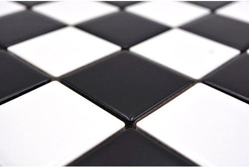 Carreau mosaïque céramique blanc noir mat damier carreaux MOS16-CD202_f