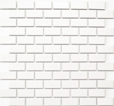 Mosaïque Carreau céramique Brick blanc mat Revêtement de baignoire MOS24-03WM_f