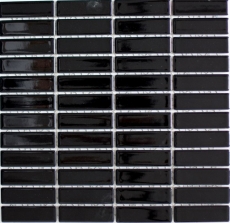 Mosaïque Carreau céramique Bâtonnets noir brillant Dos de cuisine MOS24-0302_f
