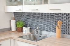 Mosaïque ECO GLAS chevron enamel noir mat MOS140-HB31B_f | 10 Tapis de mosaïque