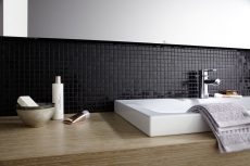 Carreau mosaïque en verre noir Carreau de salle de bain MOS50-0302_f | 10 Tapis mosaïque