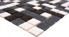Carreau mosaïque en verre Carreaux muraux Carrelage de salle de bain Dos de douche Miroir de carrelage blanc gris noir MOS52-0302_f | 10 Tapis de mosaïque
