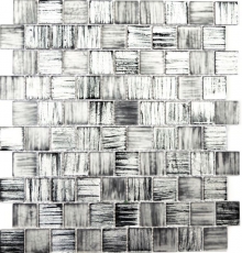 Mosaïque Carreau de verre Mosaïque de verre Crystal verre laiteux noir clair mat givré MOS68-CF41_f | 10 Tapis de mosaïque