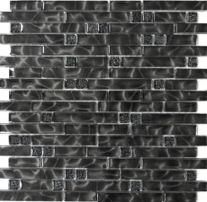 Carreau de mosaïque composite translucide Mosaïque de verre Crystal Chic noir MOS87-MV708_f | 10 Tapis de mosaïque