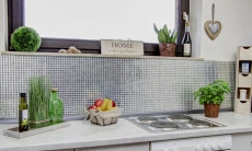 Carreau de mosaïque Translucide cristal Mosaïque de verre Crystal Glitter argent MOS130-0204_f | 10 Tapis de mosaïque